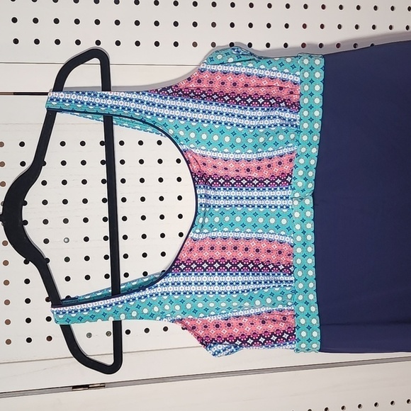 Lands End Tankini Top Swimsuit Size 18 Underwire Blue Square Neck - Picture 2 of 6